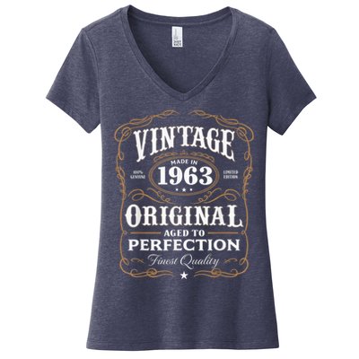 Vintage Made In 1963 55th Birthday Present Gift Women's V-Neck T-Shirt