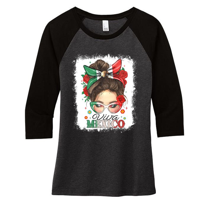 Viva Mexico Independence Day Women's Tri-Blend 3/4-Sleeve Raglan Shirt