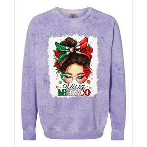 Viva Mexico Independence Day Women Girl Mexican Flag Gift Colorblast Crewneck Sweatshirt