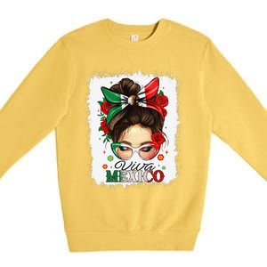 Viva Mexico Independence Day Women Girl Mexican Flag Gift Premium Crewneck Sweatshirt