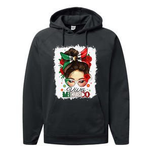 Viva Mexico Independence Day Women Girl Mexican Flag Gift Performance Fleece Hoodie