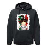 Viva Mexico Independence Day Women Girl Mexican Flag Gift Performance Fleece Hoodie