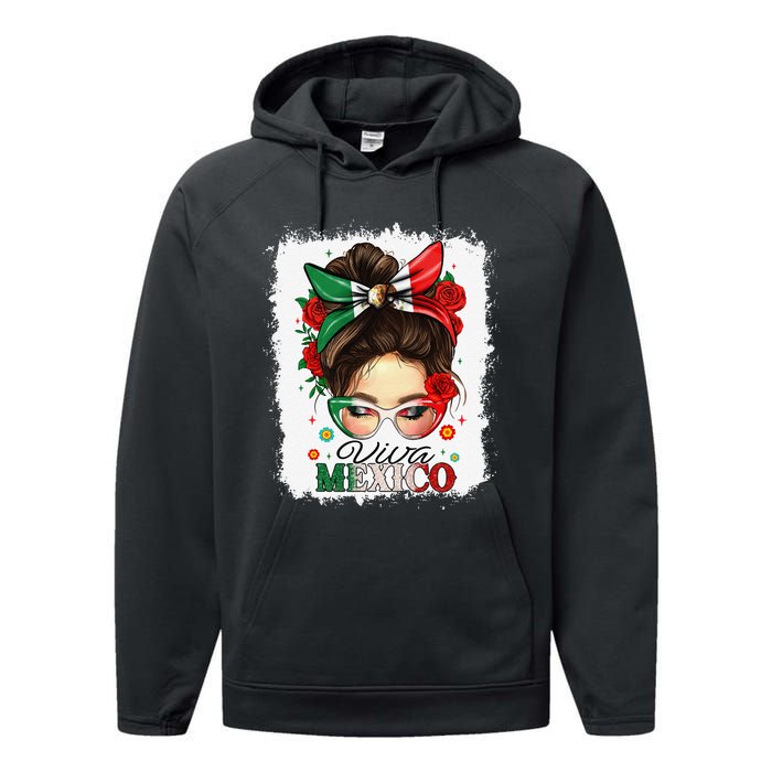 Viva Mexico Independence Day Women Girl Mexican Flag Gift Performance Fleece Hoodie