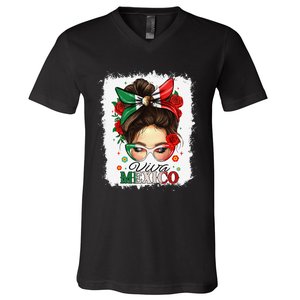 Viva Mexico Independence Day Women Girl Mexican Flag Gift V-Neck T-Shirt