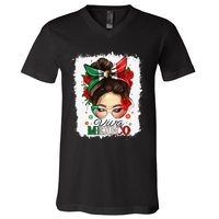 Viva Mexico Independence Day Women Girl Mexican Flag Gift V-Neck T-Shirt