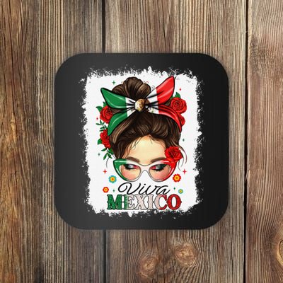 Viva Mexico Independence Day Women Girl Mexican Flag Gift Coaster