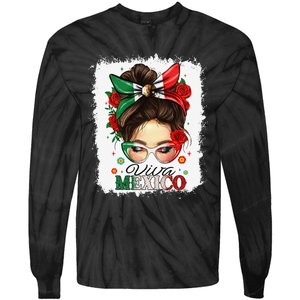 Viva Mexico Independence Day Women Girl Mexican Flag Gift Tie-Dye Long Sleeve Shirt