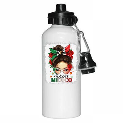 Viva Mexico Independence Day Women Girl Mexican Flag Gift Aluminum Water Bottle