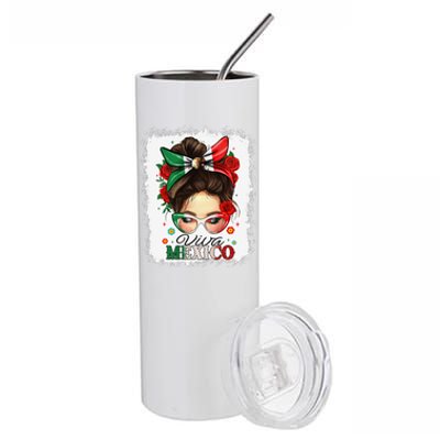 Viva Mexico Independence Day Women Girl Mexican Flag Gift Stainless Steel Tumbler