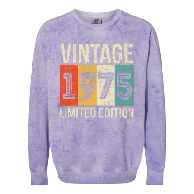 Vintage Made In 1975 Birthday Colorblast Crewneck Sweatshirt