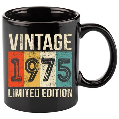 Vintage Made In 1975 Birthday 11oz C Handle Ceramic Mug
