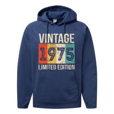 Vintage Made In 1975 Birthday Performance Fleece Hoodie