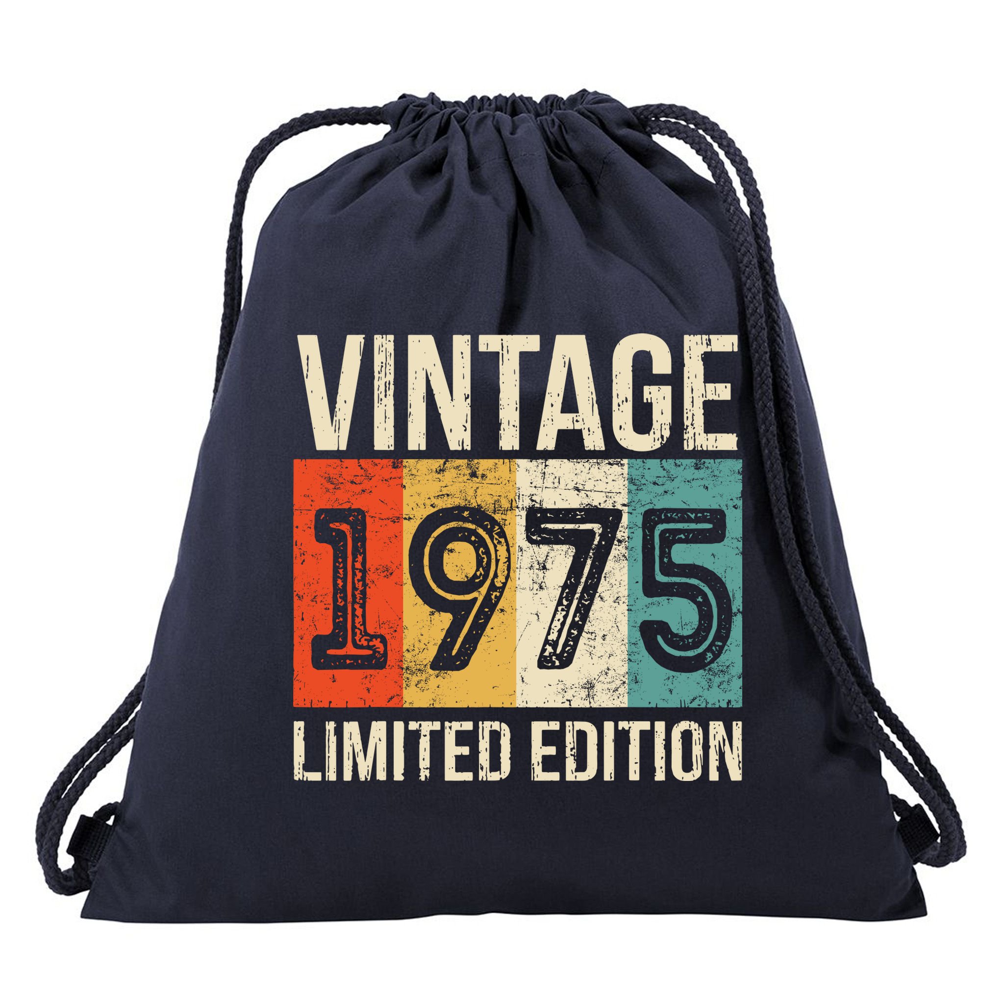 Vintage Made In 1975 Birthday Drawstring Bag