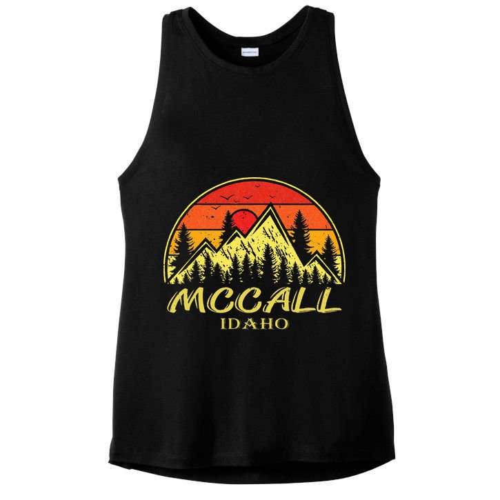 Vintage Mccall Idaho ID Mountains Hike Hiking Souvenir Ladies PosiCharge Tri-Blend Wicking Tank