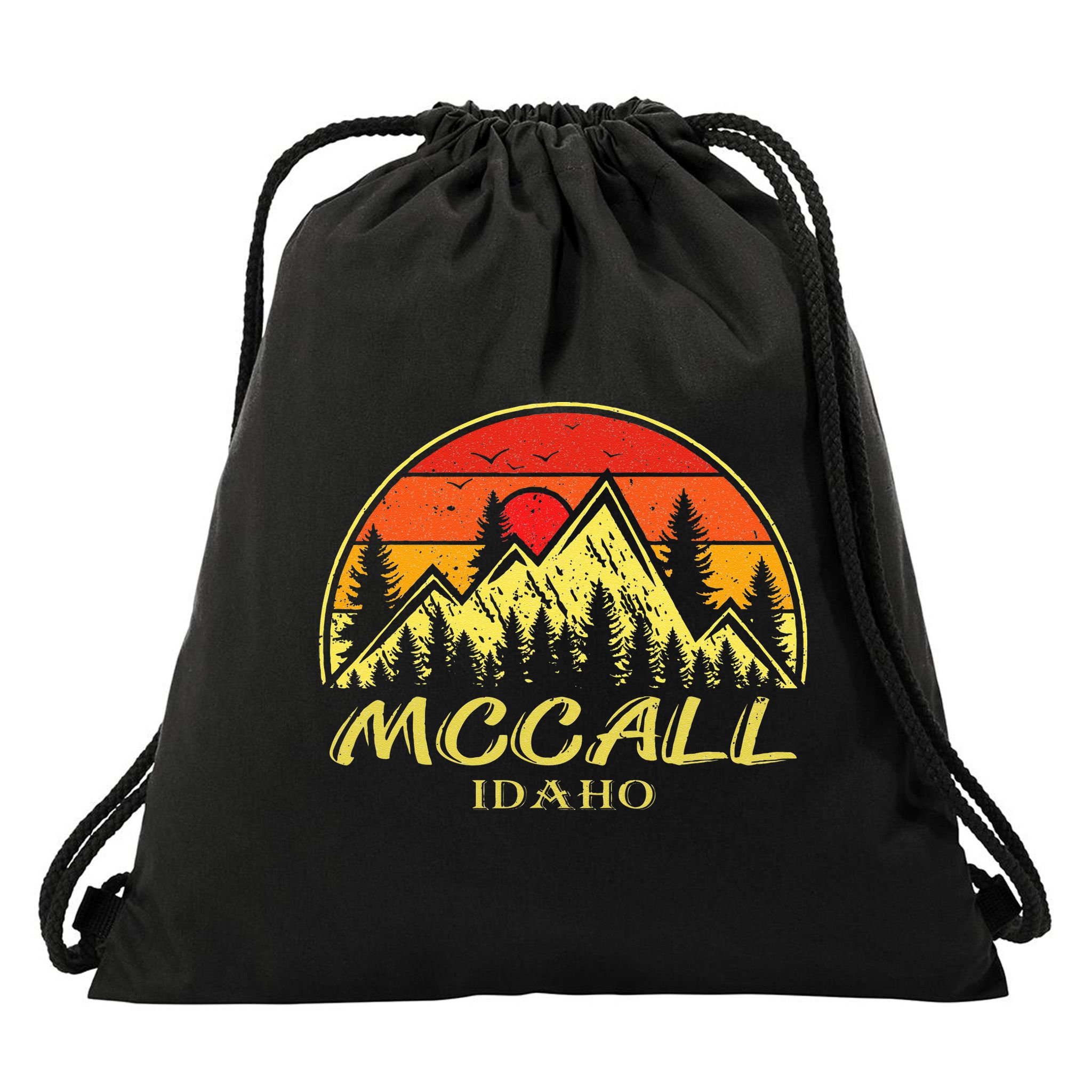 Vintage Mccall Idaho ID Mountains Hike Hiking Souvenir Drawstring Bag