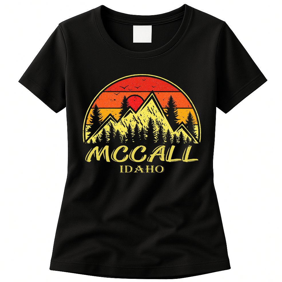 Vintage Mccall Idaho ID Mountains Hike Hiking Souvenir Womens T-Shirt