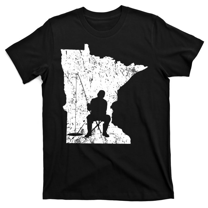 Vintage Minnesota Ice Fishing Fishermen Winter Lake T-Shirt