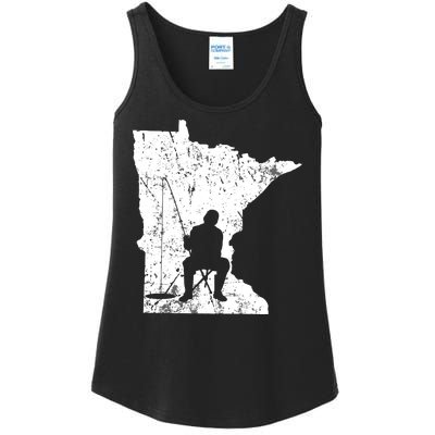 Vintage Minnesota Ice Fishing Fishermen Winter Lake Ladies Essential Tank