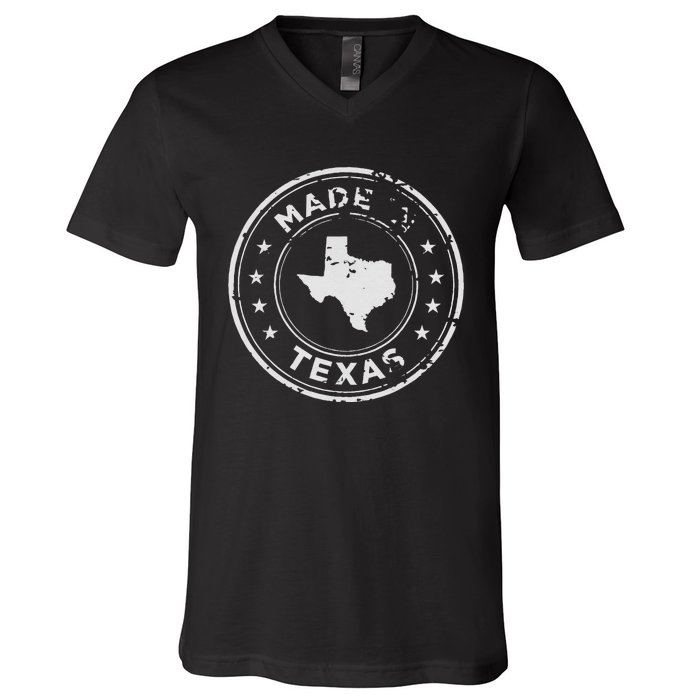 Vintage Made In Texas State Word Design V-Neck T-Shirt