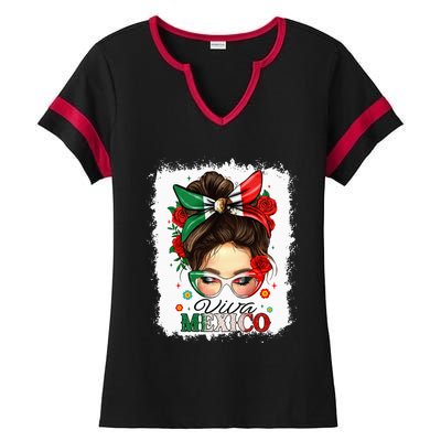 Viva Mexico Independence Day Mexican Flag Ladies Halftime Notch Neck Tee