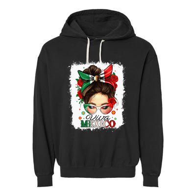 Viva Mexico Independence Day Mexican Flag Garment-Dyed Fleece Hoodie