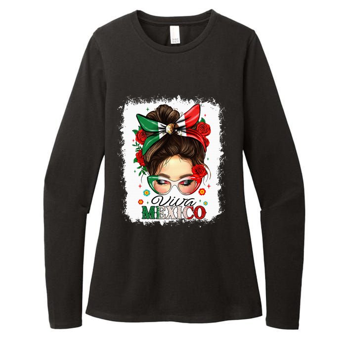 Viva Mexico Independence Day Mexican Flag Womens CVC Long Sleeve Shirt