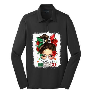 Viva Mexico Independence Day Mexican Flag Silk Touch Performance Long Sleeve Polo