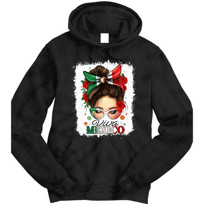 Viva Mexico Independence Day Mexican Flag Tie Dye Hoodie