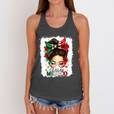 Viva Mexico Independence Day Mexican Flag Women's Knotted Racerback Tank