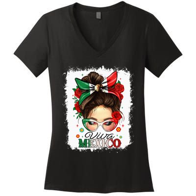 Viva Mexico Independence Day Mexican Flag Women's V-Neck T-Shirt