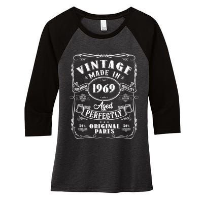 Vintage Made In 1969 One Of A Kind Limited Edition Aged Perfectly Original Parts Women's Tri-Blend 3/4-Sleeve Raglan Shirt