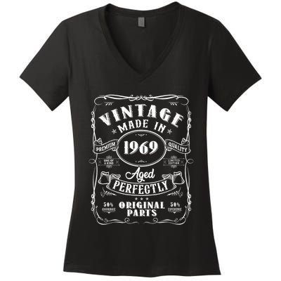 Vintage Made In 1969 One Of A Kind Limited Edition Aged Perfectly Original Parts Women's V-Neck T-Shirt