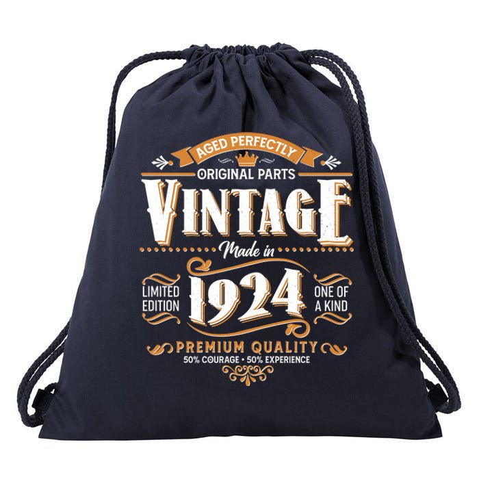 Vintage Made In 1924 100th Birthday Aged Perfectly Original Parts Drawstring Bag