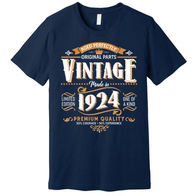 Vintage Made In 1924 100th Birthday Aged Perfectly Original Parts Premium T-Shirt