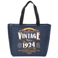 Vintage Made In 1924 100th Birthday Aged Perfectly Original Parts Zip Tote Bag