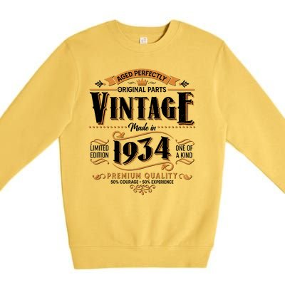 Vintage Made In 1934 90th Birthday Aged Perfectly Original Parts Premium Crewneck Sweatshirt