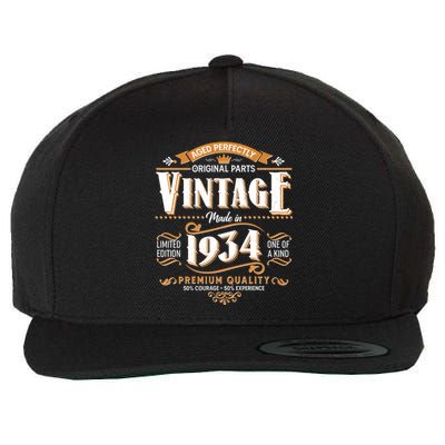 Vintage Made In 1934 90th Birthday Aged Perfectly Original Parts Wool Snapback Cap