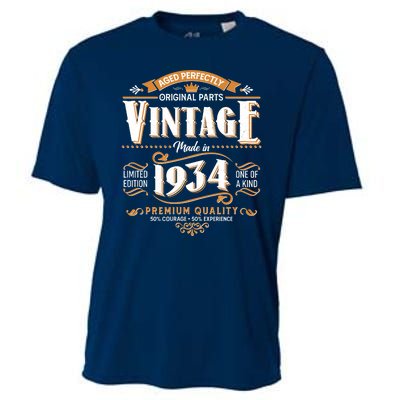 Vintage Made In 1934 90th Birthday Aged Perfectly Original Parts Cooling Performance Crew T-Shirt