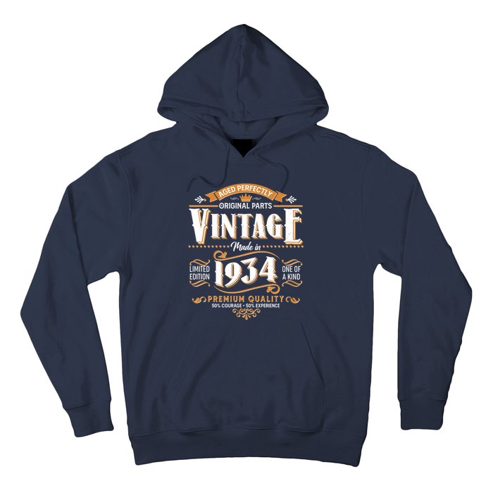 Vintage Made In 1934 90th Birthday Aged Perfectly Original Parts Hoodie