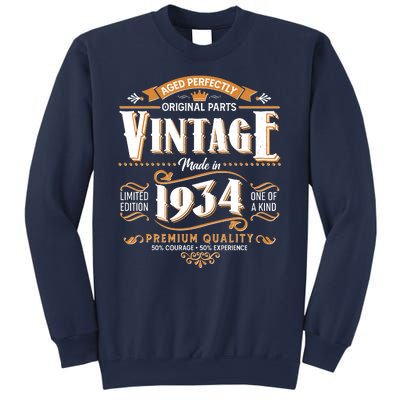 Vintage Made In 1934 90th Birthday Aged Perfectly Original Parts Sweatshirt