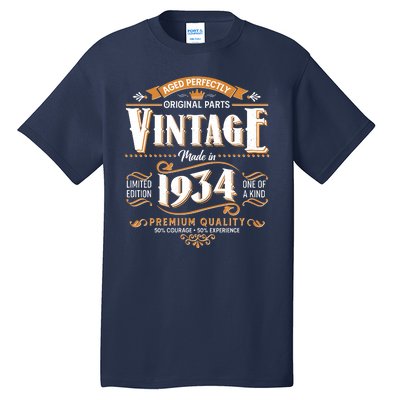 Vintage Made In 1934 90th Birthday Aged Perfectly Original Parts Tall T-Shirt