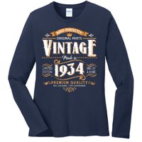 Vintage Made In 1934 90th Birthday Aged Perfectly Original Parts Ladies Long Sleeve Shirt