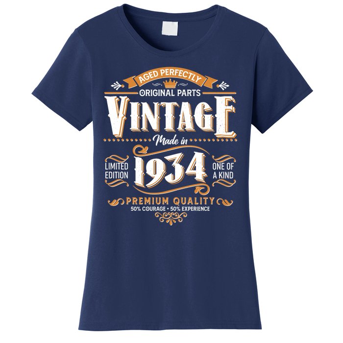 Vintage Made In 1934 90th Birthday Aged Perfectly Original Parts Women's T-Shirt