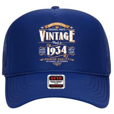 Vintage Made In 1934 90th Birthday Aged Perfectly Original Parts High Crown Mesh Back Trucker Hat