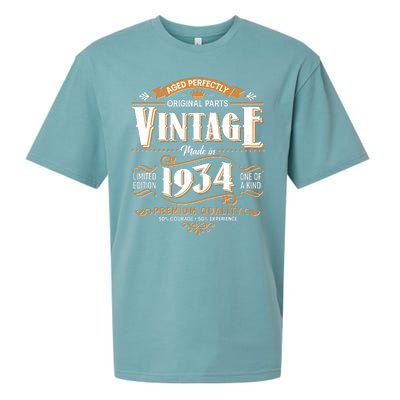 Vintage Made In 1934 90th Birthday Aged Perfectly Original Parts Sueded Cloud Jersey T-Shirt