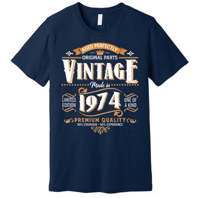 Vintage Made In 1974 50th Birthday Aged Perfectly Original Parts Premium T-Shirt