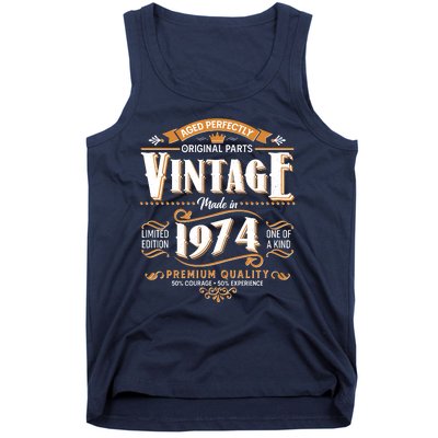 Vintage Made In 1974 50th Birthday Aged Perfectly Original Parts Tank Top