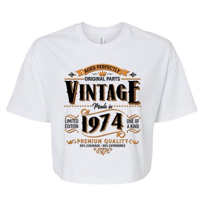 Vintage Made In 1974 50th Birthday Aged Perfectly Original Parts Bella+Canvas Jersey Crop Tee