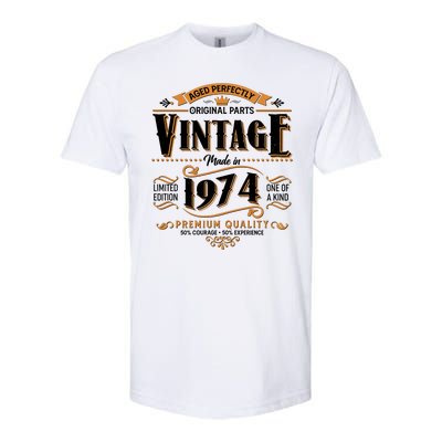 Vintage Made In 1974 50th Birthday Aged Perfectly Original Parts Softstyle® CVC T-Shirt