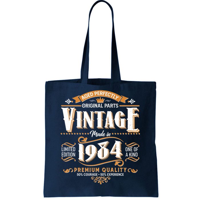 Vintage Made In 1984 40th Birthday Aged Perfectly Original Parts Tote Bag